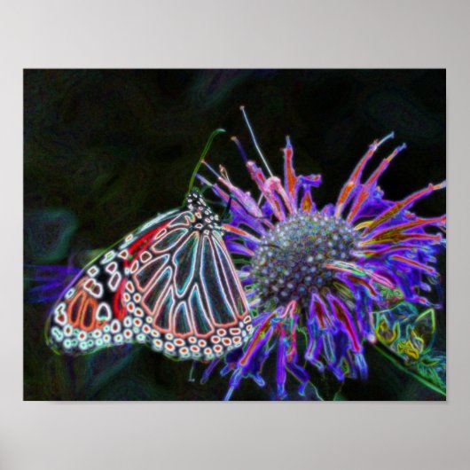 Elektrische Vlinder Abstracte Natuur Kunst Poster (Voorkant)