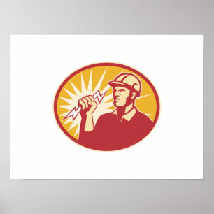 Elektrische voedingskabelbaan Lightning Bolt Poster