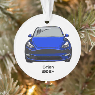 Elektrische voertuig SUV Blauwe Hand getrokken Sch Ornament