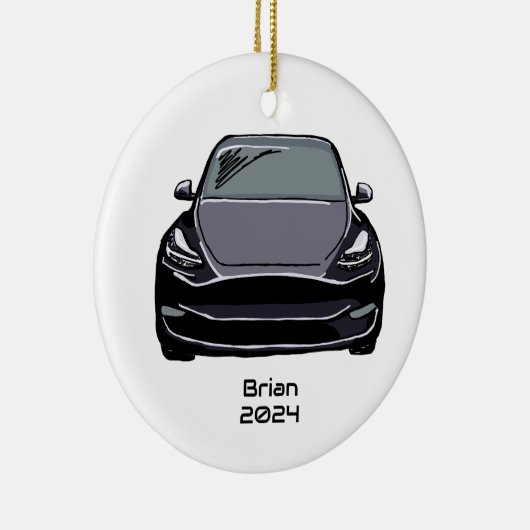 Elektrische Voertuig SUV Grijs Hand getrokken Sche Keramisch Ornament (Rechts)