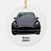 Elektrische Voertuig SUV Grijs Hand getrokken Sche Keramisch Ornament (Voorkant)