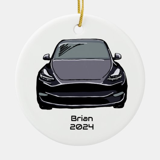 Elektrische Voertuig SUV Grijs Hand getrokken Sche Keramisch Ornament (Voorkant)