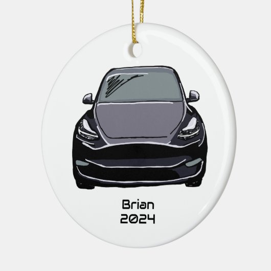 Elektrische Voertuig SUV Grijs Hand getrokken Sche Keramisch Ornament (Links)