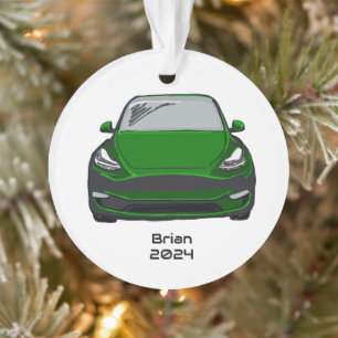 Elektrische Voertuig SUV Groene Hand Getrokken Sch Ornament