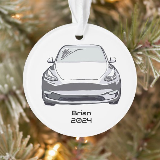 Elektrische voertuig SUV Witte Hand getrokken Sche Ornament (Boom)