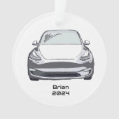 Elektrische voertuig SUV Witte Hand getrokken Sche Ornament (voorkant)