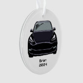 Elektrische voertuig SUV Zwarte Hand getrokken Sch Ornament (voorkant)