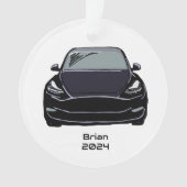 Elektrische voertuig SUV Zwarte Hand getrokken Sch Ornament (voorkant)