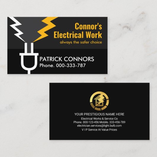 Elektrische vonk Elektrische Plug Power Visitekaartje (Voorkant / Achterkant)