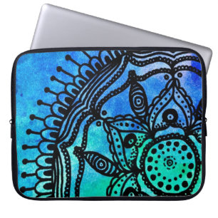 Elektrische Waterverf Mandala-laptophoes. Laptop Sleeve