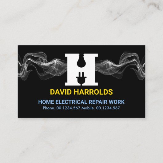 Elektrische Wave Letter-H-elektricien Visitekaartje (Voorkant)