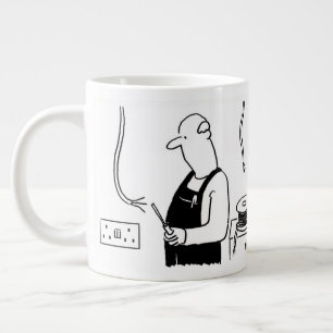 Elektrische werknemer of elektricien grote koffiekop