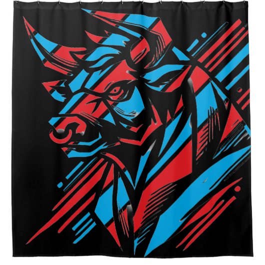 Elektrische Wolf Geometrisch Ontwerp Douchegordijn (Voorkant)