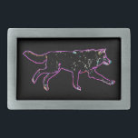 Elektrische wolf gesp<br><div class="desc">Een neonachtige afbeelding van een wolf op een zwarte achtergrond Geïnspireerd door de noordelijke lichten.</div>