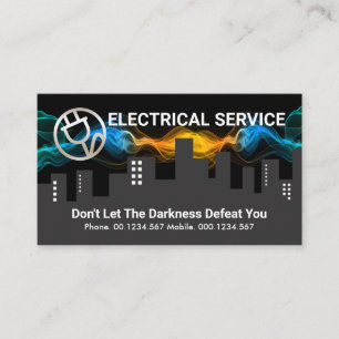 Elektrische wolkenbliksem over het gebouw Silhouet Visitekaartje
