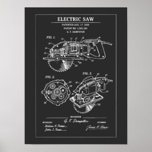 Elektrische Zaag Blauwdruk Poster