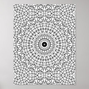 Elektrische Zigzag Hartburst Kaleidoscoop Mandala Poster