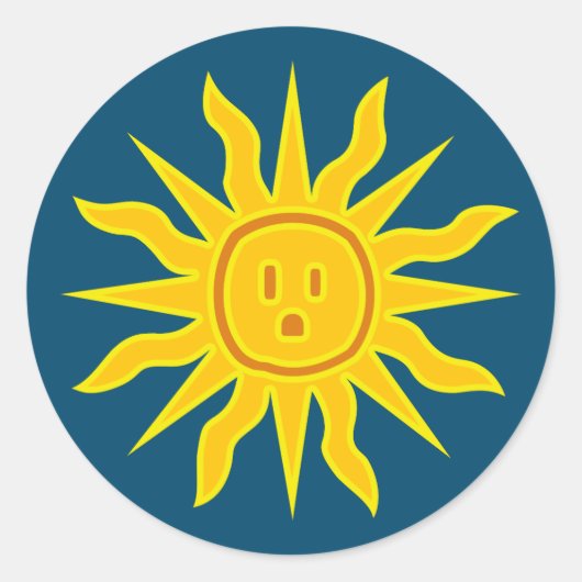 Elektrische zon ronde sticker (Voorkant)