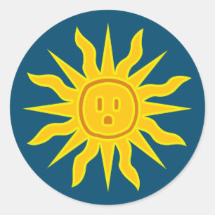 Elektrische zon ronde sticker