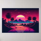 Elektrische zonsondergang: een synthgolf-ode aan d poster (Voorkant)