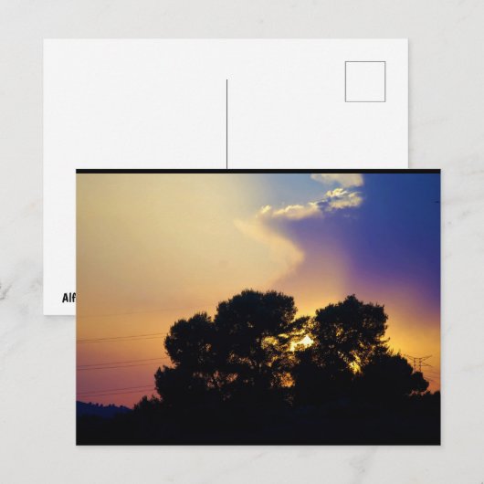 Elektrische Zonsondergangslucht Briefkaart (Voorkant / Achterkant)