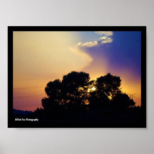 Elektrische Zonsondergangslucht Poster (Voorkant)