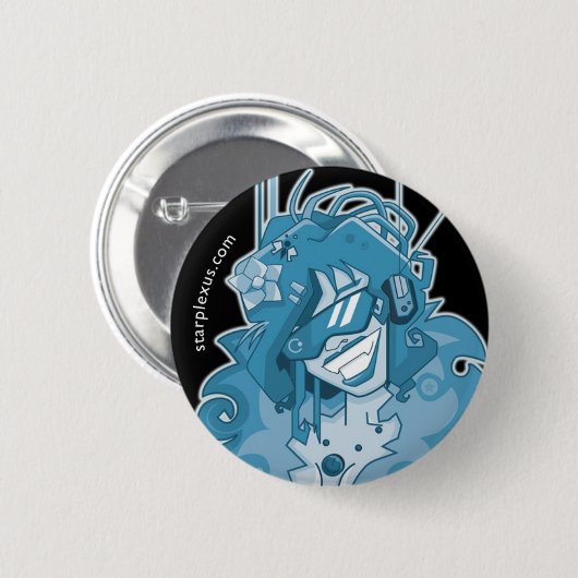 elektroblauwe knop ronde button 5,7 cm (Voorkant /achterkant)