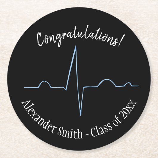 Elektrocardiogram Ronde Kartonnen Onderzetter (Voorkant)