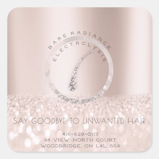 Elektrolyse Haarverwijdering Adressen Roos grijs Vierkante Sticker (Voorkant)