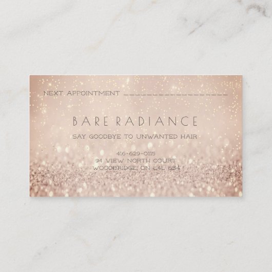 Elektrolyse Haarverwijdering Afspraak Roos Confett Afsprakenkaartje (Achterkant)