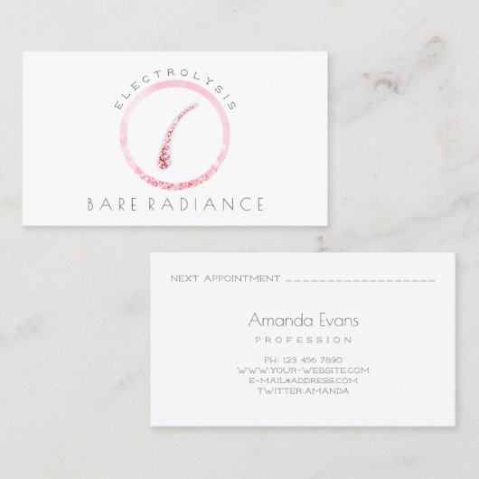 Elektrolyse Haarverwijdering Afspraak Wit Roze Afsprakenkaartje (Voorkant / Achterkant)