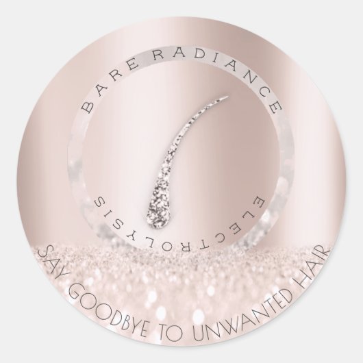 Elektrolyse haarverwijdering Blush Roos Glam grijs Ronde Sticker (Voorkant)