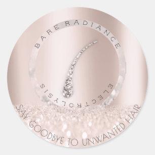 Elektrolyse haarverwijdering Blush Roos Glam grijs Ronde Sticker