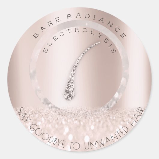 Elektrolyse Haarverwijdering Blush Roos Grijs Ronde Sticker (Voorkant)