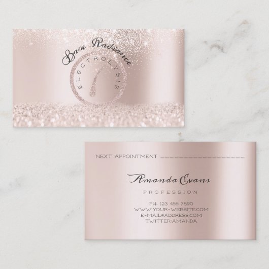 Elektrolyse haarverwijdering Roze roze Benoeming Afsprakenkaartje (Voorkant / Achterkant)