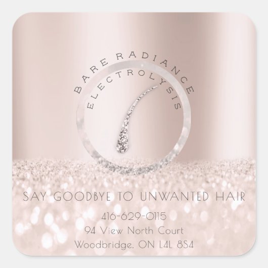 Elektrolysis haarverwijderend Roos grijs1 Vierkante Sticker (Voorkant)