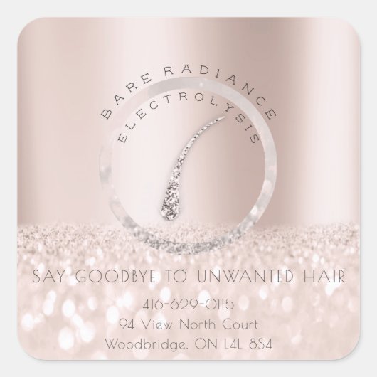 Elektrolysis haarverwijderend Roos grijs2 Vierkante Sticker (Voorkant)