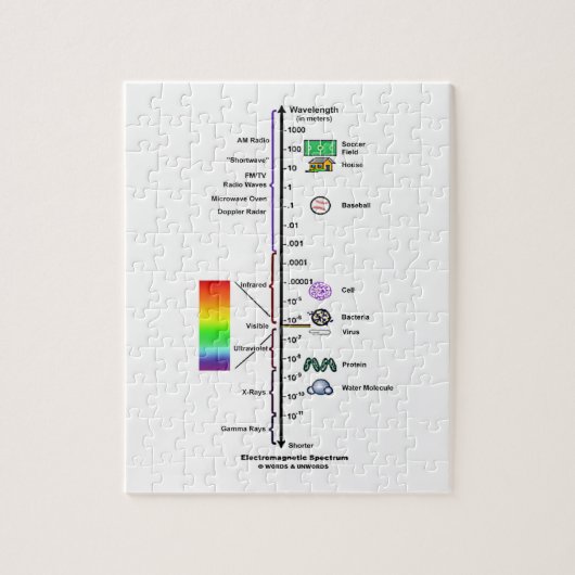 Elektromagnetisch spectrum (golflengte-vergelijkin legpuzzel (Verticaal)