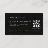 Elektromonteur Zwart & Goud Metallic QR-code Visitekaartje (Achterkant)
