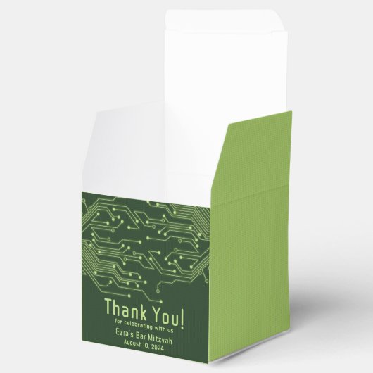 Elektronica Computer Circuit Board Bar Mitzvah Bedankdoosjes (Geopend)