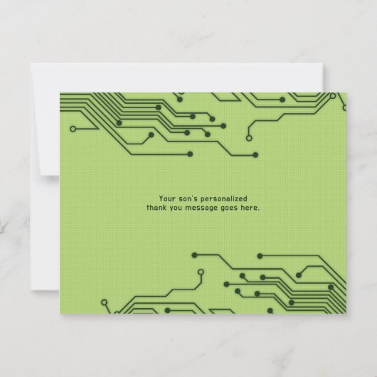 Elektronica Computer Circuit Board Bar Mitzvah Bedankkaart (Achterkant)