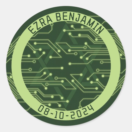 Elektronica Computer Circuit Board Bar Mitzvah Ronde Sticker (Voorkant)