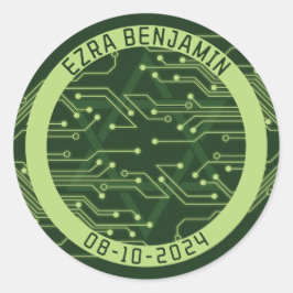 Elektronica Computer Circuit Board Bar Mitzvah Ronde Sticker