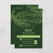 Elektronica Computer Circuit Board Bar Mitzvah RSVP Kaartje (Voorkant / Achterkant)
