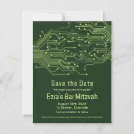 Elektronica Computer Circuit Board Bar Mitzvah Save The Date
