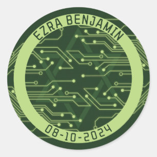 Elektronica Computer Printplaat Bar Mitzvah Ronde Sticker