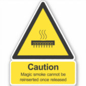 Elektronica magische rook waarschuwingsteken sticker (Voorkant)