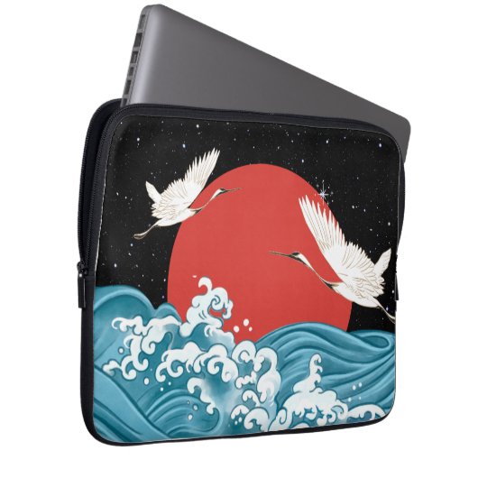 Elektronica Tas japanse koi golven in witte vogels (Voorkant Rechts)