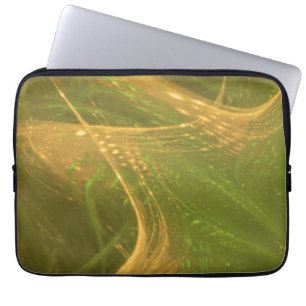 Elektronicatas Groen Geel Asymmetrisch Fractal Laptop Sleeve