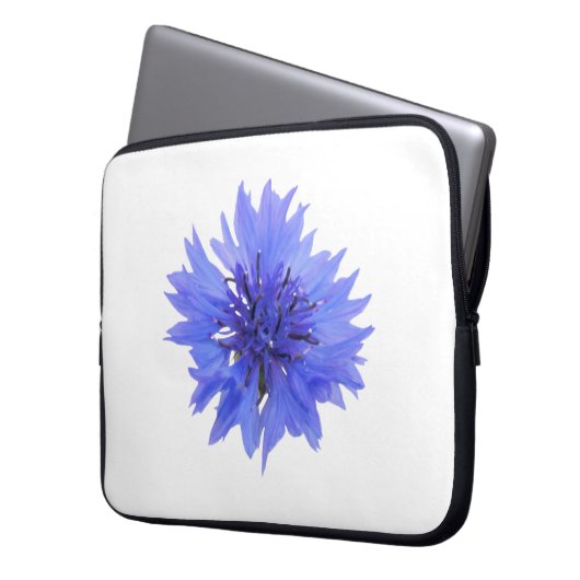 Elektronicatas met blauw korenbloemontwerp laptop sleeve (Voorkant Links)